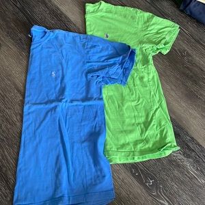 Two Polo by Ralph Lauren Tshirt, one blue, one green